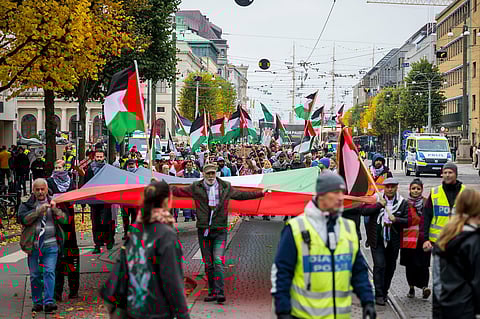 En Palestinademonstration i Göteborg i år.