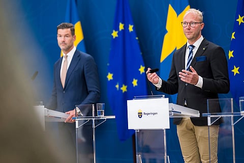 Migrationsminister Johan Forssell (M) och Ludvig Aspling (SD) 