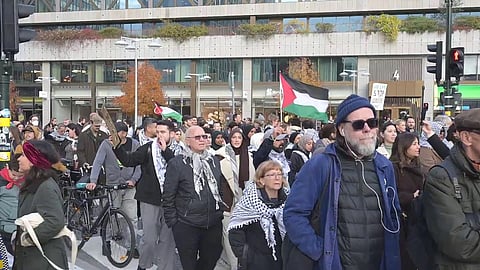 Palestinademonstration i centrala Stockholm