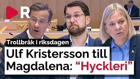 Partiledardebatt spårar ur: Trollhysterin tar över riksdagen