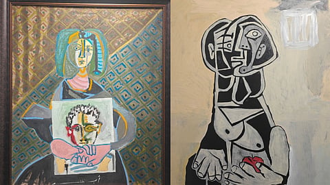Indian artists Shilpa Gupta and Sudarshan Shetty work at Art Dubai's 20th Edition 