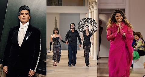Indian designers Manish Malhotra, Rahul Mishra, and Vaishali S 
