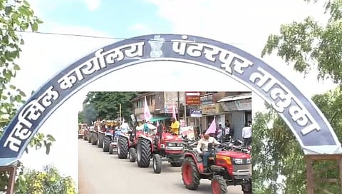 ऊस वाहतूक दरात वाढ करावी या मागणीसाठी शेतकऱ्यांचा पंढरपुरात ट्रॅक्टर मोर्चा