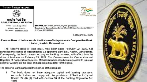 RBI cancels licence of Maharashtra-based Independence Co-operative Bank