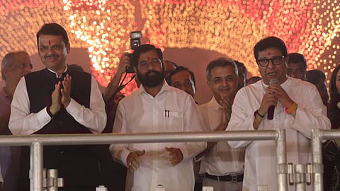 Eknath Shinde, Raj Thackeray, Devendra Fadnavis 