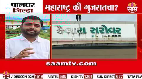 MNS workers remove Gujarati signboards from hotels along the Mumbai-Ahmedabad highway in Palghar district, Maharashtra.