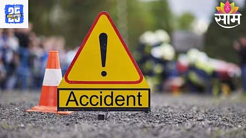WARDHA ACCIDENT CAR CRASHES INTO CONTAINER AFTER BREAKING DIVIDER, 2 DEAD AND 3 INJURED