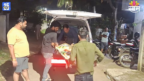 Nashik: Police at the residence where a 57-year-old mentally ill man strangled his bedridden 85-year-old mother to death.