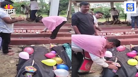 Father Cuts Cake Before Daughters Cremation