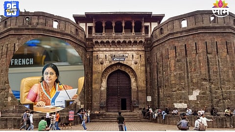 Medha Kulkarni and Hindu activists protesting at Shaniwarwada following viral Namaz video during Diwali.