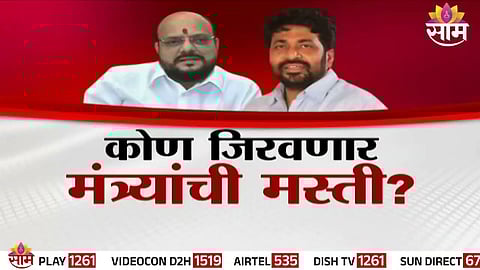 Shinde Sena minister Gulabrao Patil addressing a public rally where he made the controversial ‘Lakshmi Darshan’ remark.