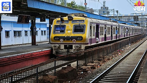 Panvel railway station during night block operations for the Kalamboli Coaching Complex project.