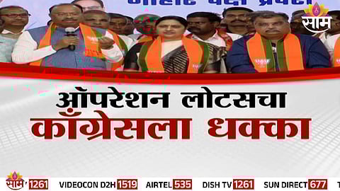 Pradnya Satav during her formal induction into the BJP, marking a major setback for the Congress in Hingoli district.