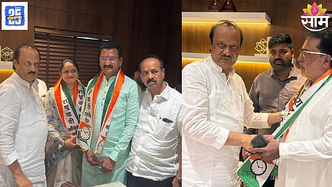 Ajit Pawar with newly inducted leaders during NCP meetings ahead of the Pune Municipal Corporation elections.