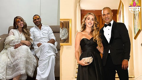 Former Indian cricketer Shikhar Dhawan with his bride-to-be Sophie Shine ahead of their grand Delhi wedding.