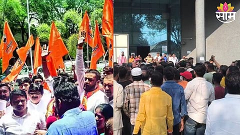 Heavy police presence outside Sangli Civil Hospital after political tension erupted following a suicide attempt incident.
