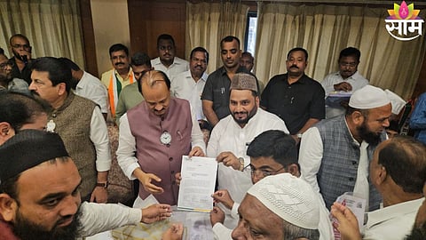 Ajit Pawar addressing a minority community meeting in Pimpri-Chinchwad as Muslim Welfare Association announces support for NCP.