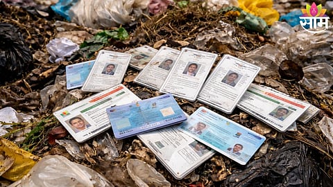 Discarded voter ID, Aadhaar and PAN cards recovered from a garbage dump in Jalna ahead of municipal elections.
