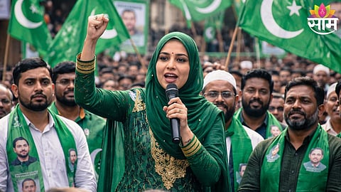 Sahar Shaikh addressing her supporters in Mumbra after MIM’s victory, pledging a ‘Green Mumbra’.