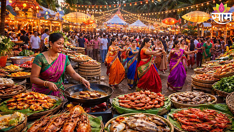 Visitors enjoy authentic Koli seafood and cultural performances at the Versova Koli Food Festival 2026 in Mumbai.