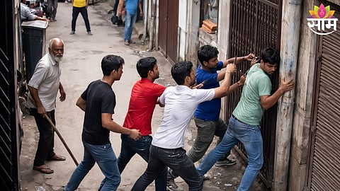 CCTV grab shows attackers chasing and stabbing a 25-year-old man in broad daylight in Delhi’s Mangolpuri area.