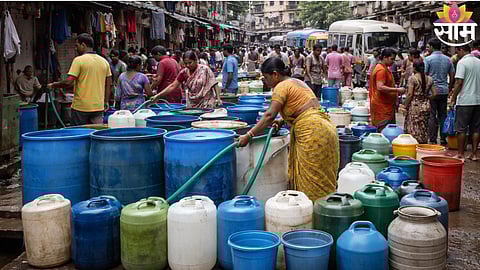 Residents store water as Thane prepares for a 12-day phased water supply shutdown due to Bhatsa gate repair work.