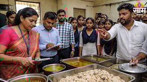 Officials inspect the government hostel after maggots were found in food served to students, triggering protests and outrage.