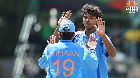 India U19 players celebrate after sealing a historic run chase to enter the World Cup final.