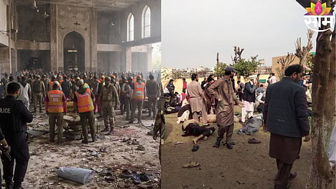 Security personnel and rescue teams inspect the site after a deadly suicide bombing inside a Shia mosque in Islamabad.
