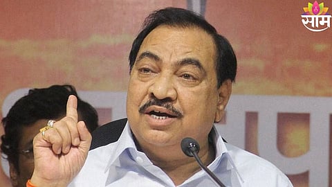 Eknath Khadse and Mandakini Khadse arrive at a public event amid political tension.