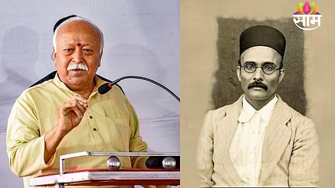 RSS Chief Mohan Bhagwat addressing the audience during the RSS centenary lecture series in Mumbai.