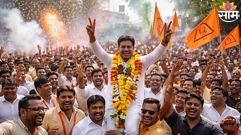Supporters celebrate after independent candidate Sachin Garad secures a dramatic one-vote victory in the Zilla Parishad elections.