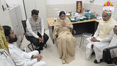 Sunetra Pawar during her meeting with Maharashtra Chief Minister Devendra Fadnavis amid key political developments.