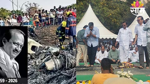 Rohit Pawar addressing the media while explaining the complete flight timeline of Ajit Pawar from Mumbai to Baramati.