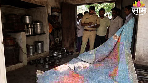 Police personnel investigating at the crime scene in Mul taluka, Chandrapur district after a shocking domestic murder