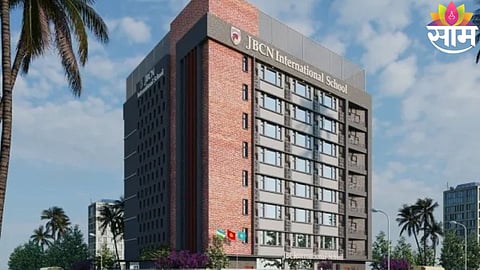 Police personnel deployed outside JBNC International School in Dahisar after a bomb threat email triggered security concerns.