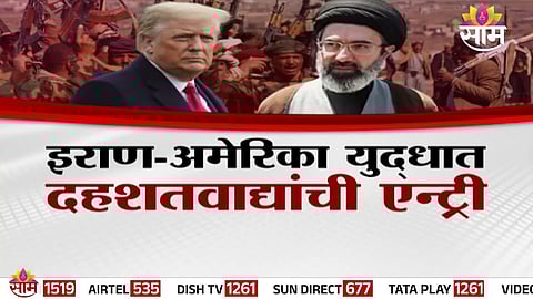 Houthi fighters display weapons during a protest in Yemen amid rising tensions in the Middle East conflict.