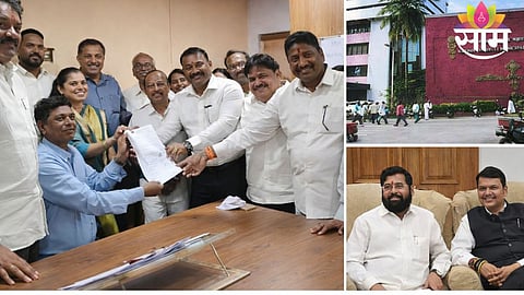 Shiv Sena and BJP leaders during the nomination process for key KDMC committee chairperson posts in Kalyan.