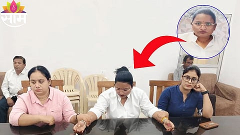 Lokayukta officials arrest a woman sub-engineer while accepting a bribe during a trap operation in Mhow, Indore.