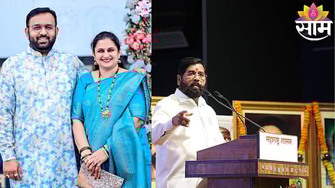 Eknath Shinde welcomes new leaders into Shiv Sena during a political induction event in Pandharpur.