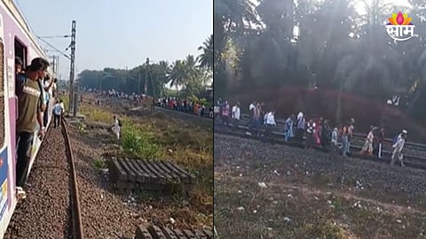 Mumbai Local: पश्चिम रेल्वे खोळंबली! वसईजवळ ओव्हरहेड वायर तुटली; प्रवासी रूळावरून चालत निघाले, पाहा VIDEO