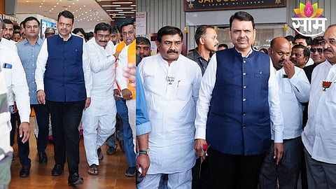 CM Devendra Fadnavis addressing a massive crowd in Rahuri, announcing Sujay Vikhe Patil and Sangram Jagtap as the key leaders for the by-election campaign.