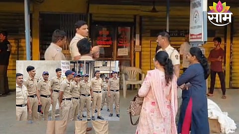 Police and forensic teams investigate the crime scene after a young woman was brutally murdered in a lodge in Lonere, Raigad.