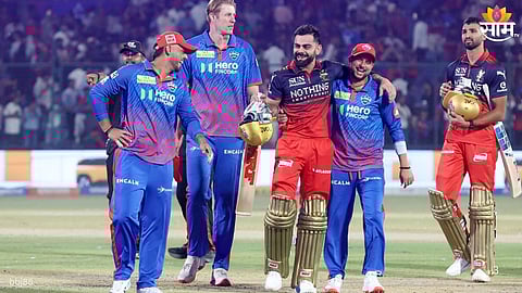 RCB players celebrate a dominant 9-wicket win over Delhi Capitals in IPL 2026 at Arun Jaitley Stadium.