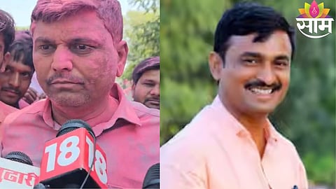 Swaroopanand Deshmukh celebrates victory after winning the Masajog Sarpanch election by 92 votes in Beed.