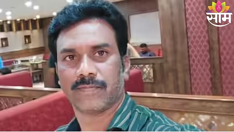 Police investigate the crime scene in Chittoor after a journalist was brutally stabbed to death during his morning walk.