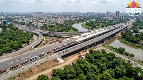 The newly inaugurated 800-meter long, four-lane bridge over Kasheli Creek, aimed at reducing bottlenecks on the Mumbai-Nashik Highway.