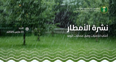 وادي الدواسر تسجل أعلى كمية أمطار في المملكة بـ31 ملم خلال 24 ساعة