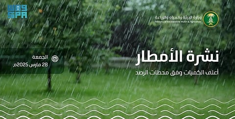 "البيئة" تسجّل هطول أمطار في 6 مناطق.. والشفا بالطائف الأعلى بـ24.2 ملم