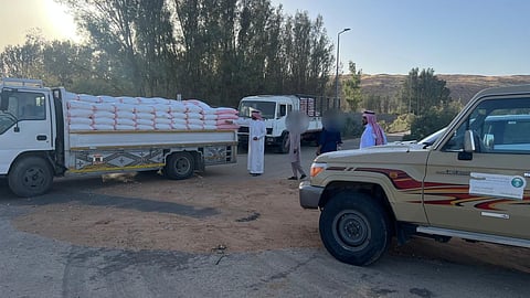 شاهد.. "بيئة الزلفي" تضبط 16,650 كلجم من الدقيق يستخدم كعلف للمواشي